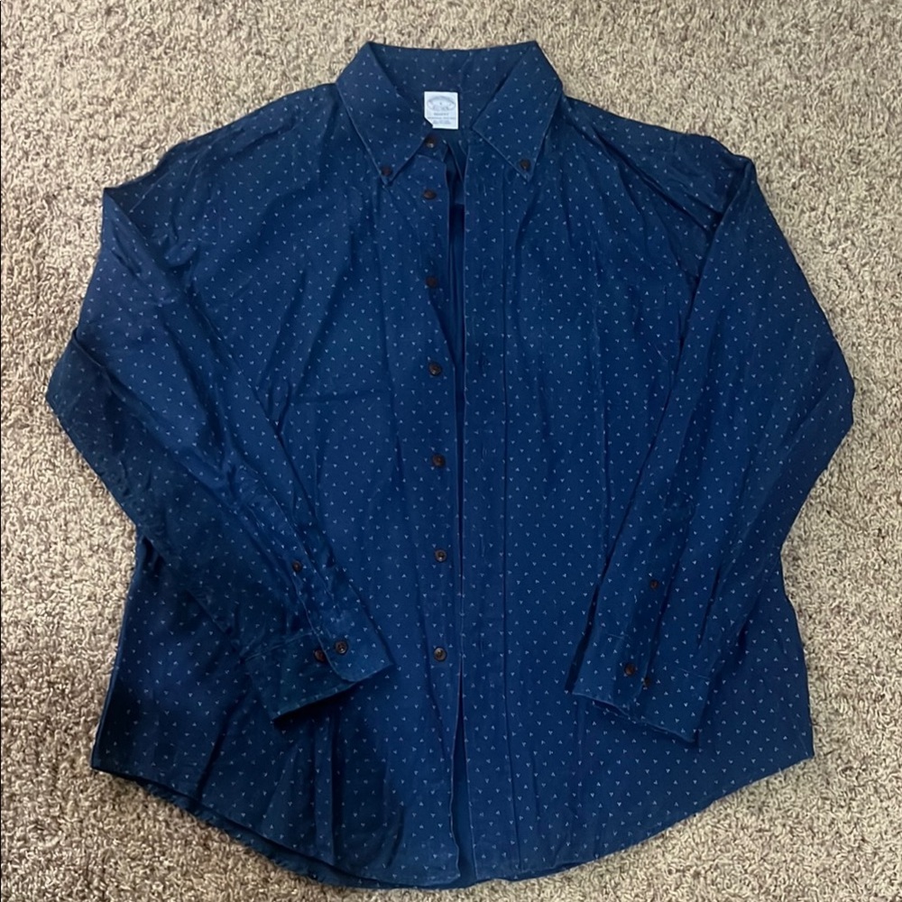 Brooks Brothers Navy Regent All Cotton Button Down with White Dots